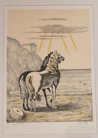 Litografia Giorgio De Chirico - Cavalli Antichi