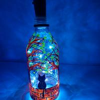Bottiglia dipinta a mano con LED 