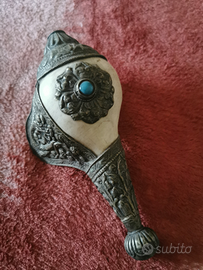 Antica tromba tibetana in argento