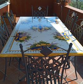 TAVOLO IN PIETRA LAVICA MIS. 200X100 CM. COMPLETO