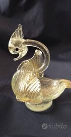 vetro di Murano : ciotola/cigno  foglia oro ' 60 c