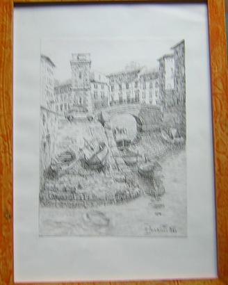 quadro fosso Livorno ponte marmo Saracino 18x24 1