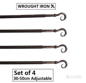 SET 4 Bacchette Tenda Finestra in Ferro Battuto