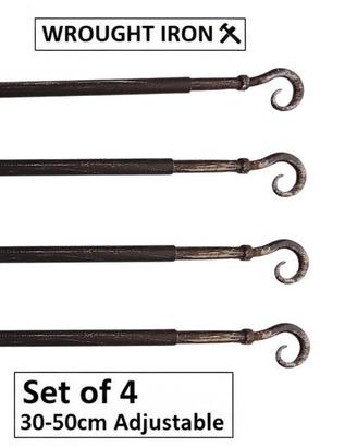SET 4 Bacchette Tenda Finestra in Ferro Battuto