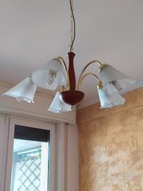 lampadario 5 bracci, fiore calla