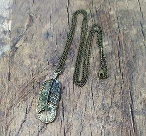 Collana Ciondolo Piuma Amuleto Porta Fortuna