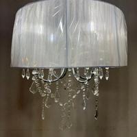 Lampadario con paralume e pendagli vetro