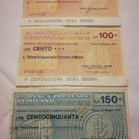 Miniassegni Banca Popolare di Milano del 1977