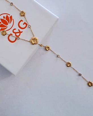 Collana Y a fiore  e  zirconi 