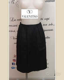 VALENTINO GONNA LONGUETTE TUBINO LINO nero vintage