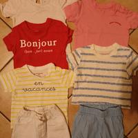 set magliettine e shorts neonata 3/6 mesi