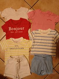 set magliettine e shorts neonata 3/6 mesi