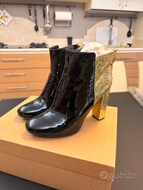 Stivaletti Made in Italy neri e oro glitter