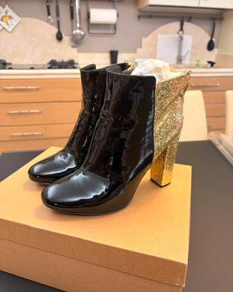 Stivaletti Made in Italy neri e oro glitter