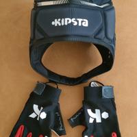 Caschetto Protezione e Guanti Rugby Bambino