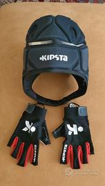 Caschetto Protezione e Guanti Rugby Bambino