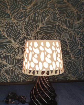 Lampada E14 Con Cestello In Voronoi E Base A Spira