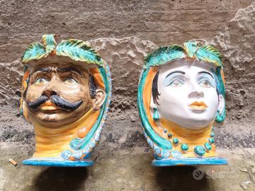 Antica Coppia Teste di moro !!!