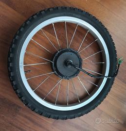 Cerchione bici 16 con motore elettrica 24 volt