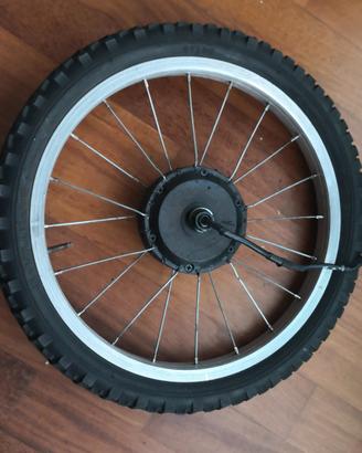 Cerchione bici 16 con motore elettrica 24 volt