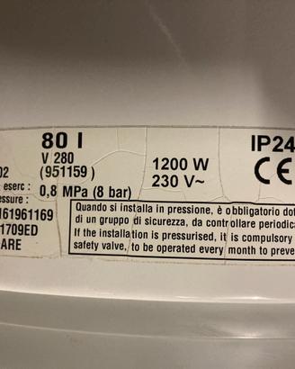 Scaldabagno elettrico 80 Litri BAXI