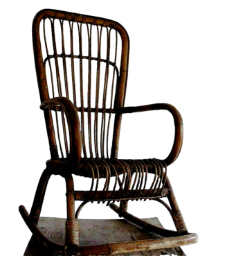 Vintage 60s Sedia a dondolo Italiana rattan Giunco