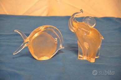 due fermacarte in vetro di Murano/oro