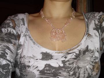 BellissimaCollanaNuovaInPietreNaturaliDiQuarzoRosa