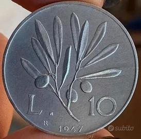 10 Lire 1947 Olivo Rara Pegaso ROMAGNOLI