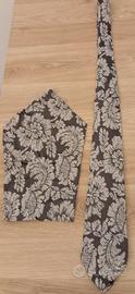 Cravatta + pochette stile floreale anni 90 