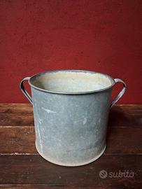 Secchio / Vaso Vintage in Metallo Zincato