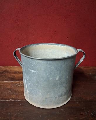Secchio / Vaso Vintage in Metallo Zincato