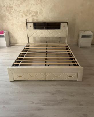 Letto mattinoniale 140x200 con carica usb e led