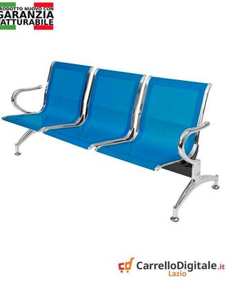 panca da attesa in acciaio colore blu 3 posti