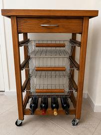 Carrello mobile multiuso in legno noce
