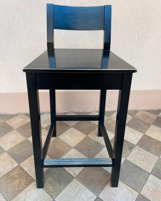 Sgabello  con schienale in legno nero