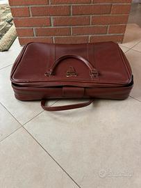 Piccola valigia pelle marrone anni '70 vintage