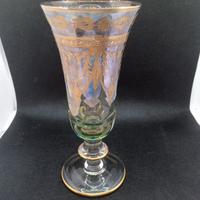 Flute in cristallo molato verde menta e oro zecchi