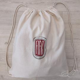 FIAT - ZAINO IN TELA ECRU CON STAMPE