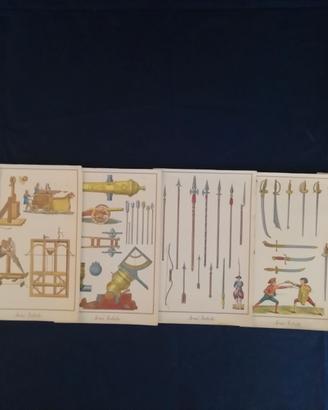 Sei stampe con disegni di antiche armi