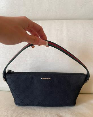 Gucci Boat pochette originale nera con nastro web