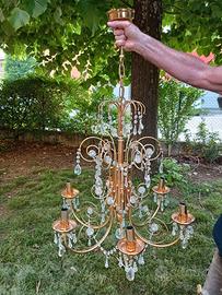 coppia lampadari  Swarovsky bagnati in oro 24 kt