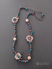 Collana cristalli e cotone