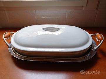 Risottiera in porcellana con coperchio + vassoio