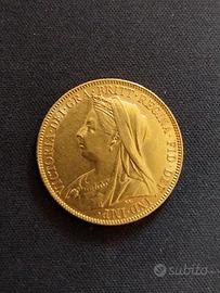 Moneta in oro Sterlina Regina Vittoria
