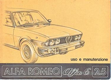 ALFA ROMEO ALFA 6 2.5 LIBRETTO USO E MANUTENZIONE