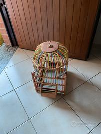 Gabbia x uccelli  legno colorata