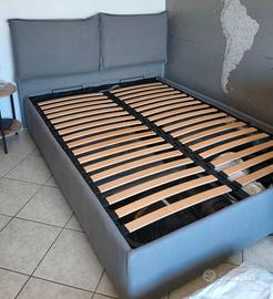 Letto contenitore grigio 140x200 rete a doghe