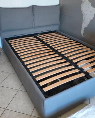 Letto contenitore grigio 140x200 rete a doghe
