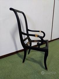 Poltrona Impero Nera con Oro da Imbottire o Grezze